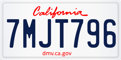 CA license plate 7MJT796