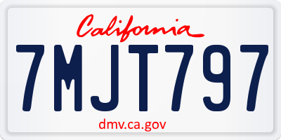 CA license plate 7MJT797