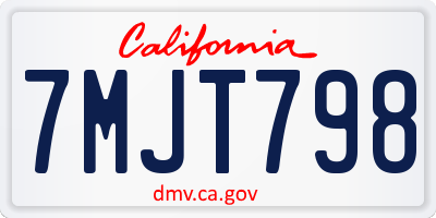 CA license plate 7MJT798