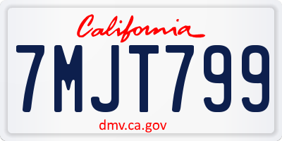 CA license plate 7MJT799
