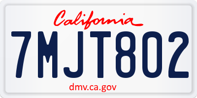 CA license plate 7MJT802