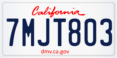 CA license plate 7MJT803