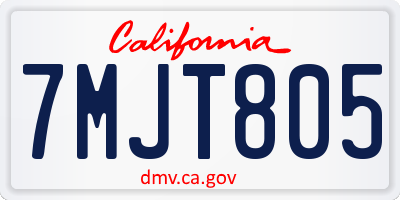 CA license plate 7MJT805