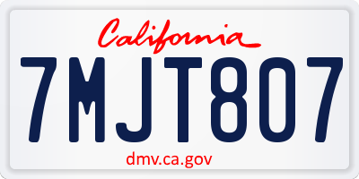CA license plate 7MJT807
