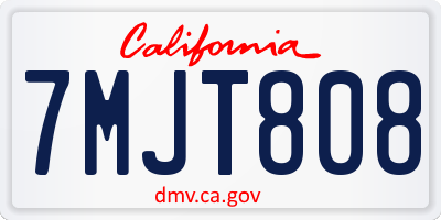 CA license plate 7MJT808