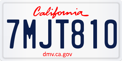 CA license plate 7MJT810