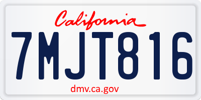 CA license plate 7MJT816