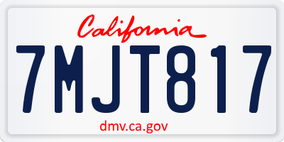 CA license plate 7MJT817