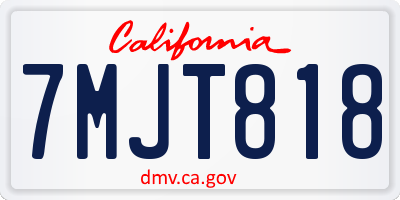 CA license plate 7MJT818