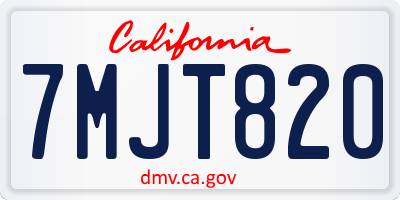CA license plate 7MJT820