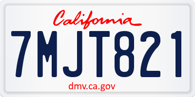 CA license plate 7MJT821