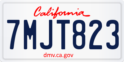 CA license plate 7MJT823