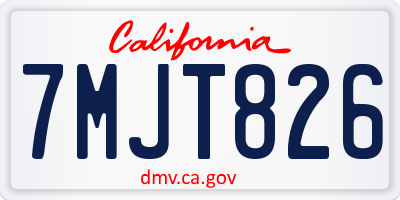 CA license plate 7MJT826