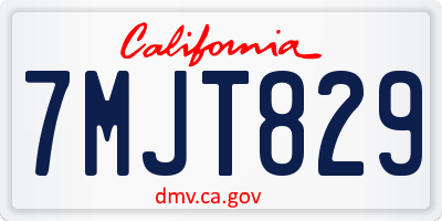 CA license plate 7MJT829