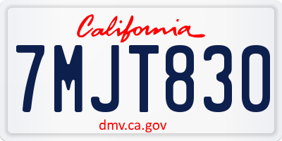 CA license plate 7MJT830