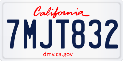 CA license plate 7MJT832