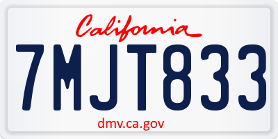 CA license plate 7MJT833