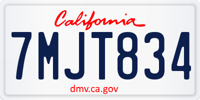 CA license plate 7MJT834