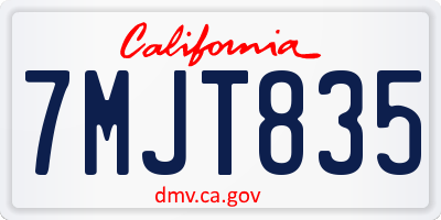 CA license plate 7MJT835