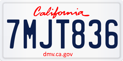 CA license plate 7MJT836