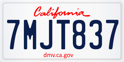 CA license plate 7MJT837