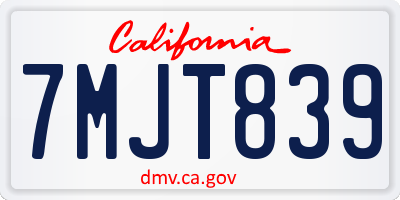 CA license plate 7MJT839
