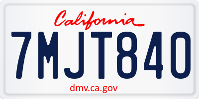 CA license plate 7MJT840