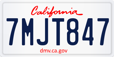 CA license plate 7MJT847