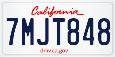 CA license plate 7MJT848