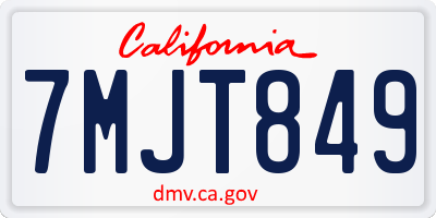 CA license plate 7MJT849