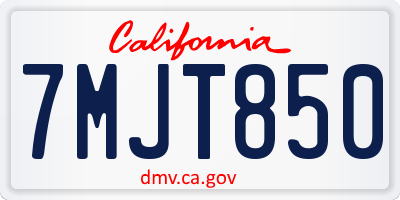 CA license plate 7MJT850