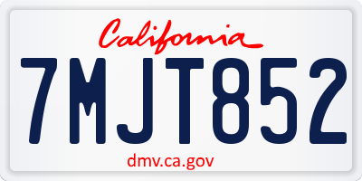 CA license plate 7MJT852