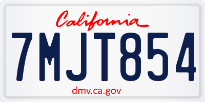 CA license plate 7MJT854