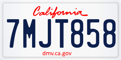 CA license plate 7MJT858