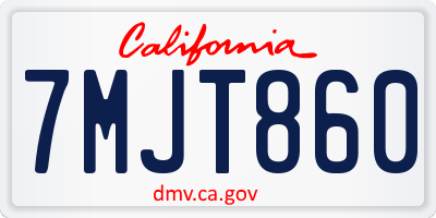 CA license plate 7MJT860