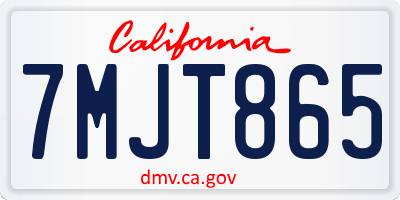 CA license plate 7MJT865