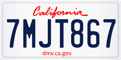 CA license plate 7MJT867