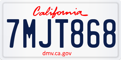CA license plate 7MJT868