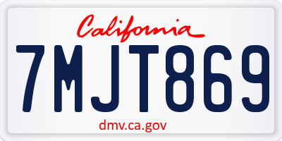 CA license plate 7MJT869