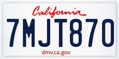 CA license plate 7MJT870