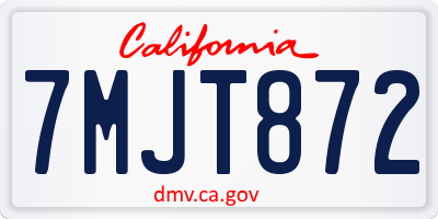 CA license plate 7MJT872