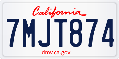CA license plate 7MJT874