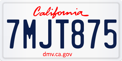 CA license plate 7MJT875