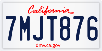 CA license plate 7MJT876