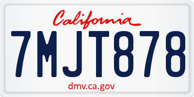 CA license plate 7MJT878