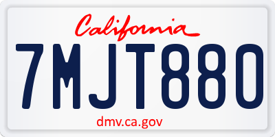 CA license plate 7MJT880