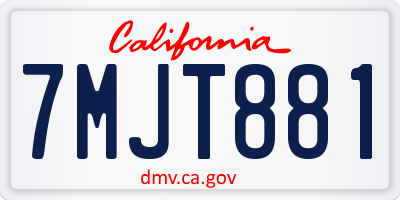 CA license plate 7MJT881