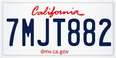 CA license plate 7MJT882