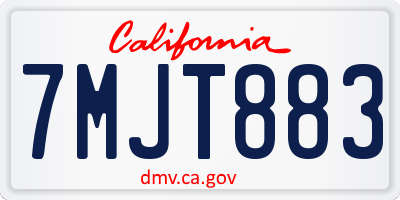 CA license plate 7MJT883