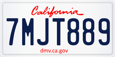 CA license plate 7MJT889